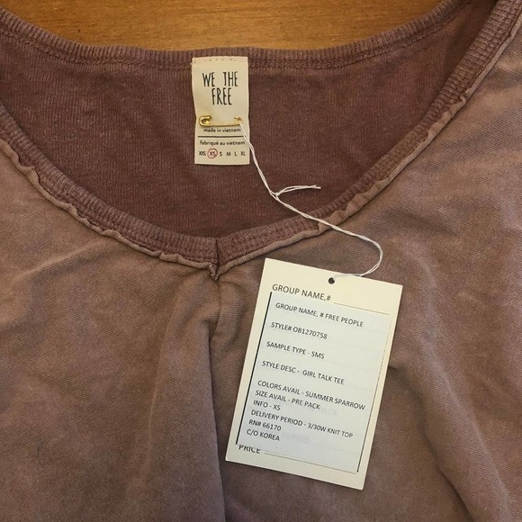 Free People We The Free Girl Talk Tee in Summer Sparrow New with Tags Size XS - Picture 5 of 5